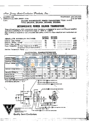 2N1049A datasheet - INTERMEDIATE POWER SILICON TRANSISTORS