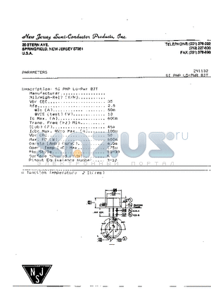 2N1132 datasheet - SI PNP LO-PWR BJT