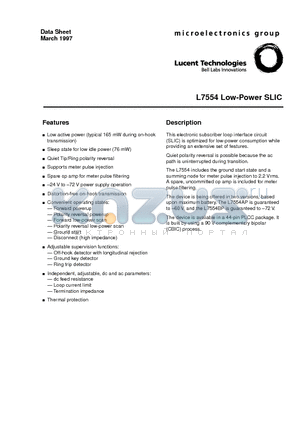 ATTL7554AP datasheet - L7554 Low-Power SLIC