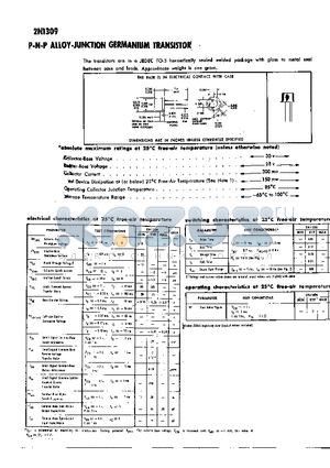 2N1309 datasheet - P-N-P ALLOY GERMANIUM TRANSISTOR