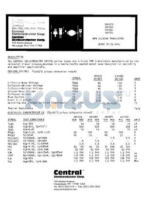 2N1481 datasheet - NPN SILICON TRANSISTOR