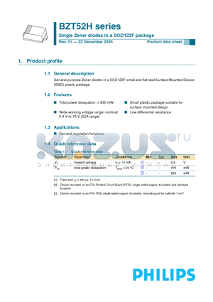 BZT52H-C24 datasheet - Single Zener diodes in a SOD123F package
