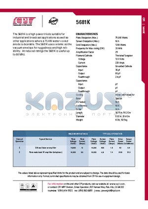 5681K datasheet - CW oscillator or amplifier