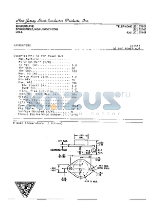 2N1547 datasheet - GE PNP POWER BJT