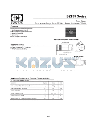 BZT55 datasheet - Zener Diodes