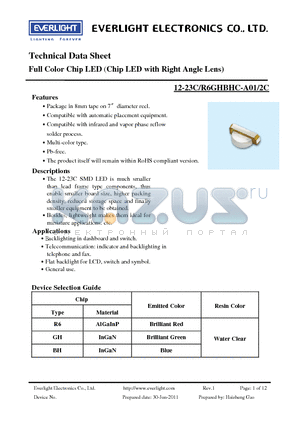 12-23C-R6GHBHC-A01-2C_11 datasheet - Full Color Chip LED (Chip LED with Right Angle Lens)
