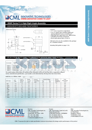 5680F datasheet - T-1 2 High Right Angle Assembly