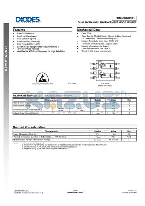 DMG6898LSD-13 datasheet - DUAL N-CHANNEL ENHANCEMENT MODE MOSFET