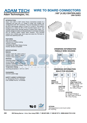 DMH09 datasheet - WIRE TO BOARD CONNECTORS .165 [4.20] CENTERLINES