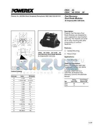 CC241250 datasheet - Fast Recovery Dual Diode Modules 50 Amperes/600-1200 Volts