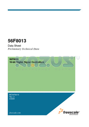 56F8013 datasheet - 16-bit Digital Signal Controllers
