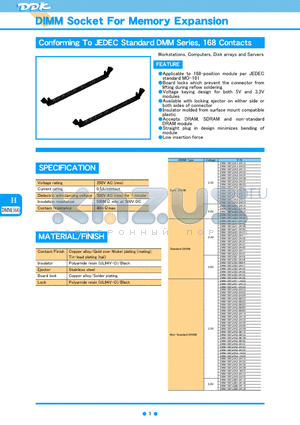 DMM-168FLDA4-2A213 datasheet - DIMM Socket For Memory Expansion