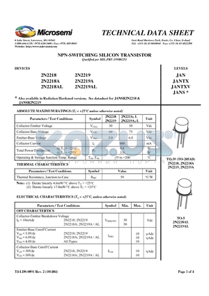 2N2218_1 datasheet - NPN-SWITCHING SILICON TRANSISTOR