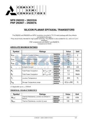 2N2222 datasheet - SILICON PLANAR EPITAXIAL TRANSISTORS