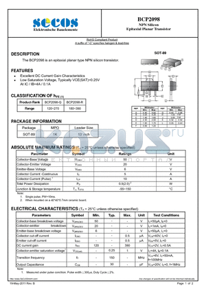 BCP2098 datasheet - Epitaxial Planar Transistor