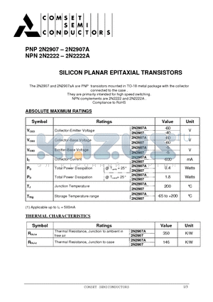 2N2222A datasheet - SILICON PLANAR EPITAXIAL TRANSISTORS