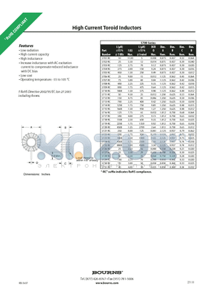5701-RC datasheet - High Current Toroid Inductors