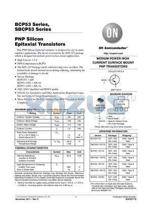 BCP53T1G datasheet - PNP Silicon Epitaxial Transistors