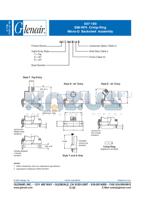 570E190G09B datasheet - EMI-RFII Crimp-Ring Micro-D Backshell Assembly