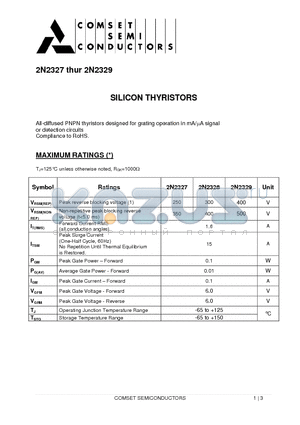 2N2327 datasheet - SILICON THYRISTORS