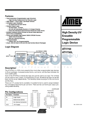 ATV750-25DM datasheet - High Density UV Erasable Programmable Logic Device