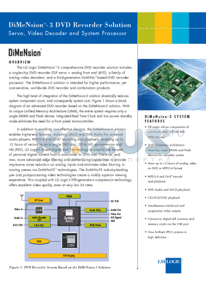 DMN-8603 datasheet - DiMeNsion -3 DVD Recorder Solution Servo, Video Decoder and System Processor