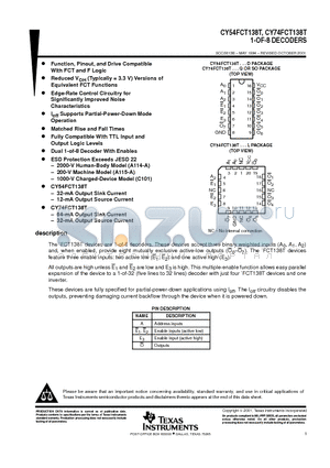 CY54FCT138TDIP datasheet - 1-of-8 Decoder