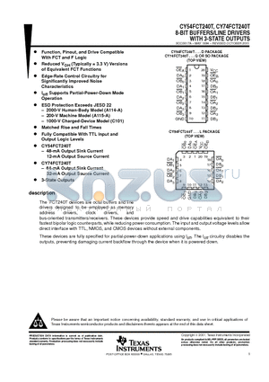 CY54FCT240T_07 datasheet - 8-BIT BUFFERS/LINE DRIVERS WITH 3-STATE OUTPUTS