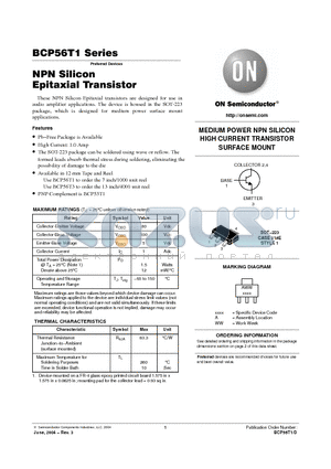 BCP56-16T1 datasheet - NPN Silicon Epitaxial Transistor