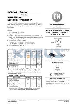 BCP56-16T3 datasheet - NPN Silicon Epitaxial Transistor