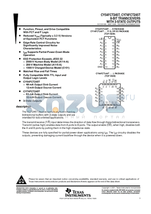 CY54FCT245ATDMB datasheet - 8-BIT TRANSCEIVERS WITH 3-STATE OUTPUTS