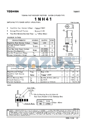 1NH41 datasheet - FAST RECOVERY (SWITCHING TYPE POWER SUPPLY APPLICATIONS)