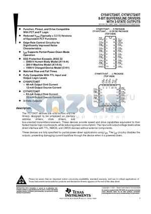 CY54FCT244CTDMB datasheet - 8-BIT BUFFERS/LINE DRIVERS WITH 3-STATE OUTPUTS