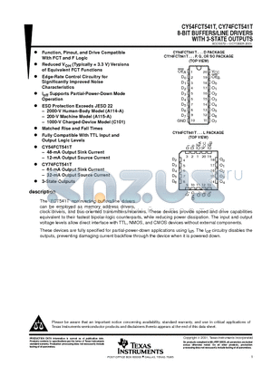 CY54FCT541CTDMB datasheet - 8-BIT BUFFERS/LINE DRIVERS WITH 3-STATE OUTPUTS