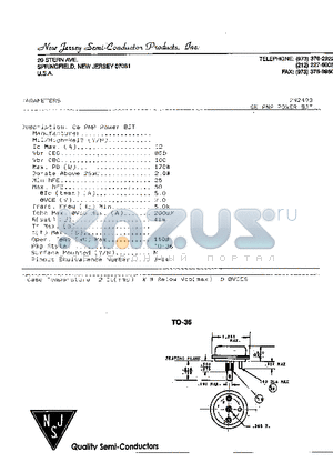 2N2493 datasheet - GE PNP OWER BJT