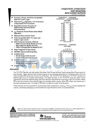 CY54FCT574ATLMB datasheet - 8-BIT REGISTERS WITH 3-STATE OUTPUTS