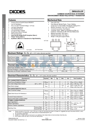 DMN32D2LDF datasheet - COMMON SOURCE DUAL N-CHANNEL