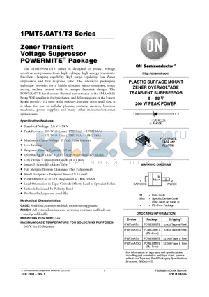 1PMT30AT3 datasheet - Zener Transient Voltage Suppressor POWERMITE Package