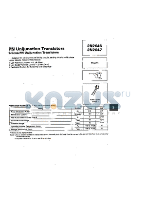 2N2647 datasheet - Silicon PN Unijuction Transistor
