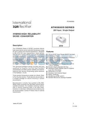 ATW2805S/HB-MSTR datasheet - HYBRID-HIGH RELIABILITY DC/DC CONVERTER