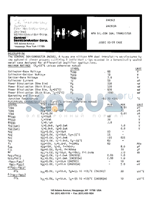 2N2903 datasheet - NPN SILICON DUAL TRANSISTOR