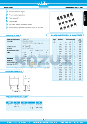 DMP1010NJ datasheet - CAPACITORS 5mm BOX POLYESTER DMP