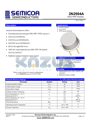 2N2904A_02 datasheet - Silicon PNP Transistor