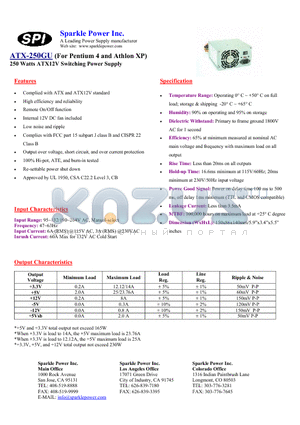 ATX-250GU datasheet - 250 Watts ATX12V Switching Power Supply