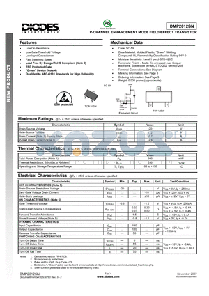 DMP2012SN_0711 datasheet - P-CHANNEL ENHANCEMENT MODE FIELD EFFECT TRANSISTOR