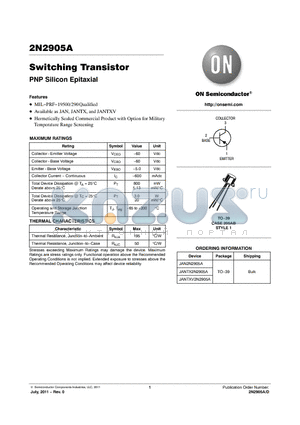 2N2905A datasheet - Switching Transistor