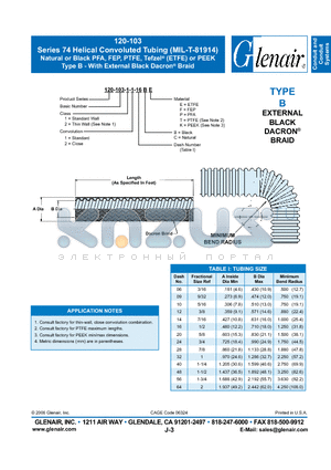 120-103-2-1-16CP datasheet - Helical Convoluted Tubing Natural or Black PFA, FEP, PTFE, Tefzel (ETFE) or PEEK Type B - With External Black Dacron Braid