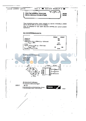 2N2906 datasheet - 1.8W PNP GENERAL PURPOSE SAMLL SIGNAL TRANSISTORS