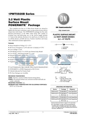 1PMT5922BT3G datasheet - 3.2 Watt Plastic Surface Mount POWERMITE  Package
