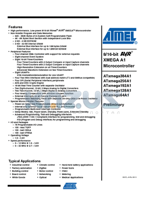 ATXMEGA128A1-AU datasheet - 8/16-bit XMEGA A1 Microcontroller